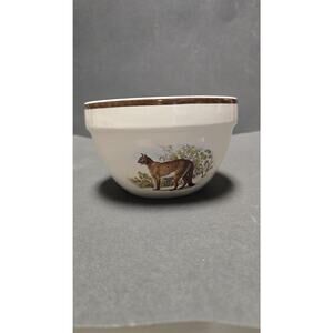 National Wildlife Federation Cougar Wildlife Ceramic Bowl Brown Rim Decor Art